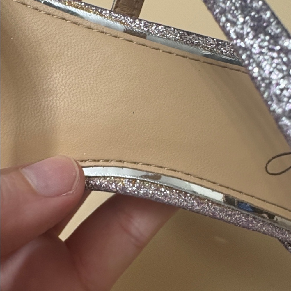 NEW In Box Jewel Badgley Mischka Purple Lilac Glitter Diana Strappy Heels Size 7 - Picture 13 of 16